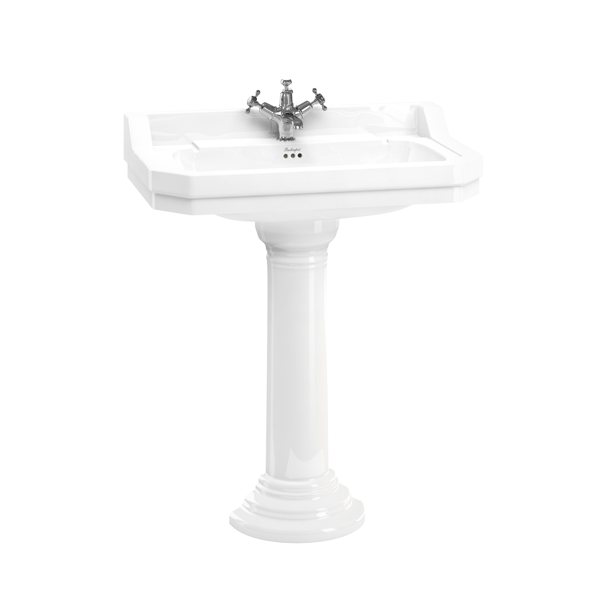 Edwardian 80cm basin with regal round pedestal 